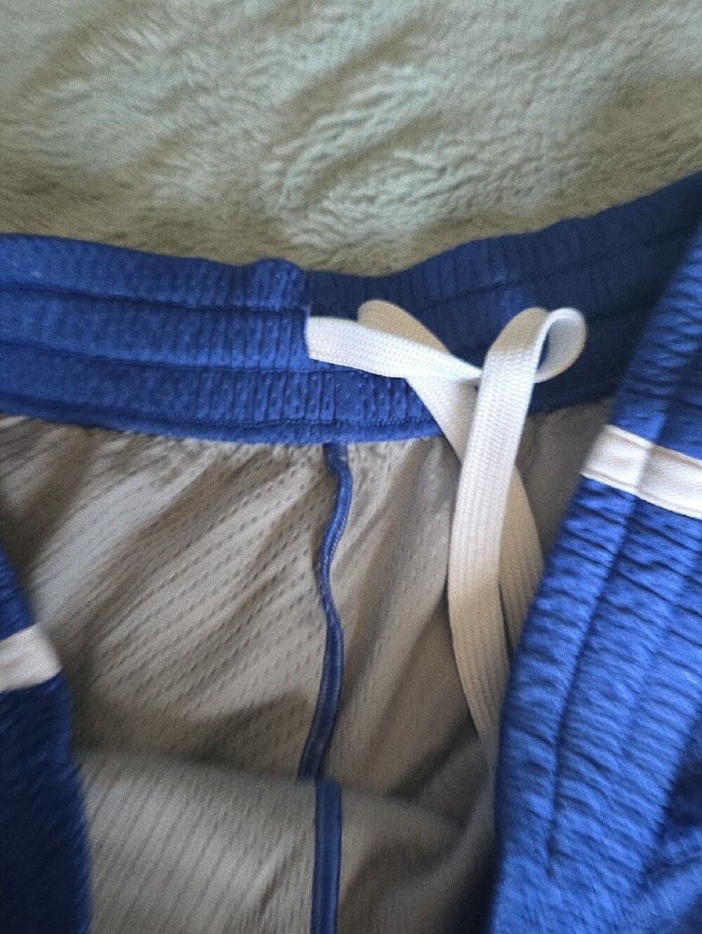 Under Armour Men's Royal Blue Athletic Mesh Shorts with White Trim - Picture 4 of 4